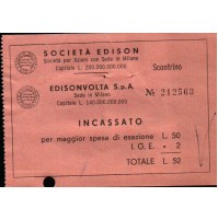 SOCIETA' EDISON - TAGLIANDO SCONTRINO INCASSO SPESA DI ESAZIONE   (C11-162)