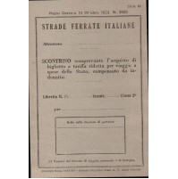 STRADE FERRATE ITALIANE - ACQUISTO A TARIFFA RIDOTTA DIPENDENTI STATO - 1937