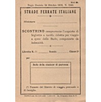 STRADE FERRATE ITALIANE - ACQUISTO A TARIFFA RIDOTTA DIPENDENTI STATO - ANNI '30