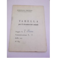 TABELLA PER IL RISCONTRO DEI VOTANTI DEMOCRAZIA CRISTIANA ALASSIO 1953 2-140