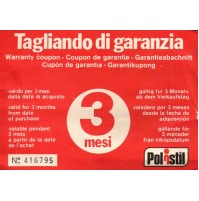 TAGLIANDO DI GARANZIA POLISTIL - 3 MESI  - WARRANTY COUPON 
