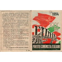 TESSERA 1954 - PARTITO COMUNISTA ITALIANO - P.C.I. BOLOGNA 