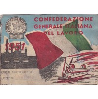 TESSERA CGIL 1951 CONFEDERAZIONE GENERALE ITALIANA DEL LAVORO SAVONA  9-69