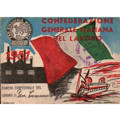 TESSERA CGIL PENSIONATI - 1951 - PENSIONATO COMUNALE 