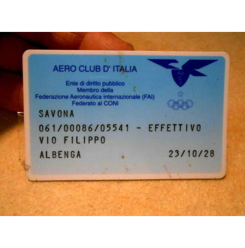 TESSERA DEL 1993 - AERO CLUB D'ITALIA SAVONA - AEROMODELLISTA -