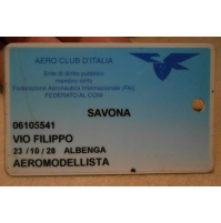 TESSERA DEL 1999 - AERO CLUB D'ITALIA SAVONA - AEROMODELLISTA -
