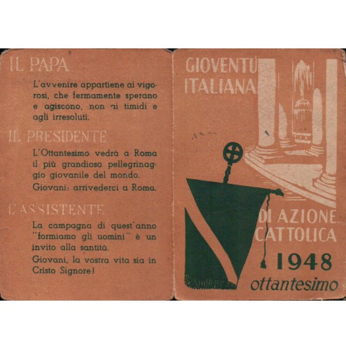 TESSERA GIOVENTU' ITALIANA DI AZIONE CATTOLICA 1948 DIOCESI DI MILETO C9-1444