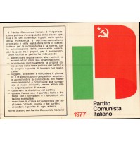 TESSERA PARTITO COMUNISTA ITALIANO - 1977 P.C.I. - CON BOLLO  C11-671