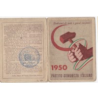TESSERA P.C.I. 1950 BOLLATA FEDERAZIONE DI SAVONA SEZIONE LUIGI MORONI 1-200