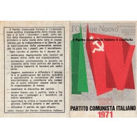TESSERA P.C.I. PARTITO COMUNISTA ITALIANO FEDERAZIONE DI SAVONA BOLLI 1971 9-76B