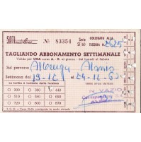TESSERA SATI AUTOLINEE TRATTA ALBENGA - ALASSIO 1960      19-34