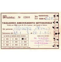 TESSERA SATI AUTOLINEE TRATTA ALBENGA - ALASSIO 1961      19-28