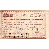 TESSERA SATI AUTOLINEE TRATTA ALBENGA - FINALE LIGURE 1959     19-28