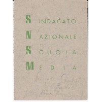 TESSERA SINDACATO NAZIONALE SCUOLA MEDIA 1954 SEZIONE DI LECCO COMO  1-203
