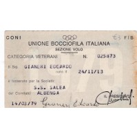 TESSERA UNIONE BOCCIOFILA ITALIANA SEZIONE VOLO ALBENGA 1979 12-37BIS