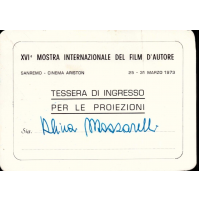 TESSERA XVI MOSTRA INTERNAZIONALE DEL FILM D'AUTORE- CINEMA ARISTON SANREMO 1973