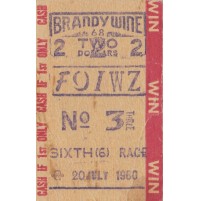 TICKET BIGLIETTO BRANDY WINE Delaware Pennsylvania 1960 TWO DOLLARS 8-151