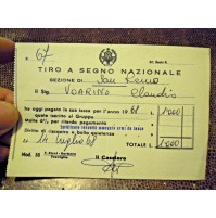 TIRO A SEGNO NAZIONALE SEZIONE DI SANREMO 1968 - RICEVUTA PAGAMENTO