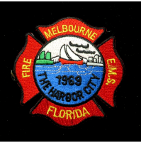 TOPPA PATCH MILITARE - FIRE MELBOURNE E.M.S. FLORIDA - 1969 THE HARBOR CITY -