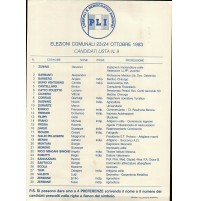 VOLANTINO ELEZIONI COMUNALI OTTOBRE 1983  ALBENGA - PARTITO LIBERALE ITALIANO