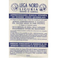 VOLANTINO LEGA NORD LIGURIA SEZ. DI ALBENGA - QUERELA - 1993