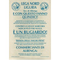 VOLANTINO LEGA NORD LIGURIA SEZ. DI ALBENGA - SUPERMARKET - 1993