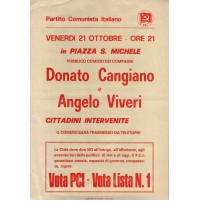 VOLANTINO P.C.I. PARTITO COMUNISTA ITALIANO - CANGIANO / VIVERI - ANNI '80