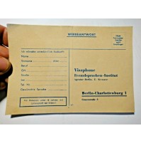 WERBEANTWORT - VISAPHONE INSTITUT BERLIN CHARLOTTENBURG 1 - CARTOLINA POSTCARD