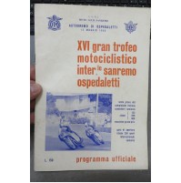 XVI GRAN TROFEO MOTOCICLISTICO INTERNAZIONALE SANREMO-OSPEDALETTI 1966  LIBRETTO