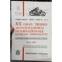XX GRAN TROFO MOTOCICLISTICO INTERNAZIONALE SANREMO-OSPEDALETTI 1970 - LIBRETTO