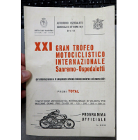 XXI GRAN TROFO MOTOCICLISTICO INTERNAZIONALE SANREMO-OSPEDALETTI 1971 - LIBRETTO