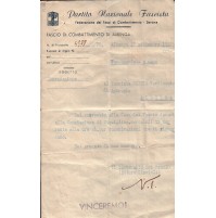 PARTITO NAZIONALE FASCISTA - FASCIO DI COMBATTIMENTO DI ALBENGA - 1942 COMMISSIONE DI DISCIPLINA - C5-1246 