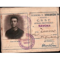 TESSERA C.N.S.F. / CONFEDERAZIONE NAZIONALE DEI SINDACATI FASCISTI - SAVONA C8-999