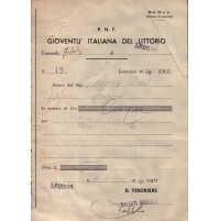 1939 P.N.F. GIOVENTU' ITALIANA DEL LITTORIO - COMANDO FEDERALE DI SAVONA - TESSERAMENTO AMICO GIL C11-1168